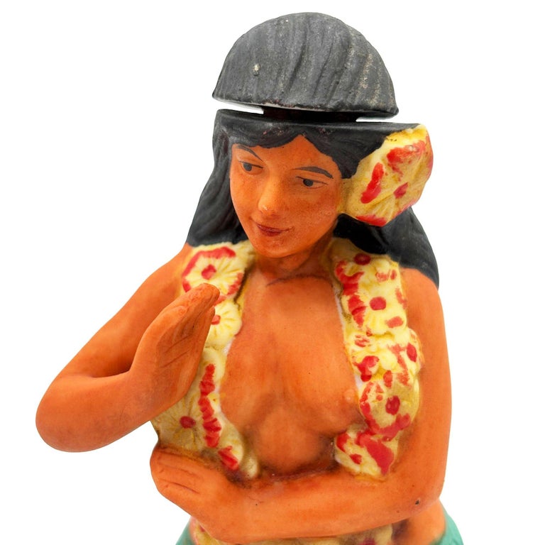 Hawaiian Distilleries Ceramic Hula Girl Dancer Rum Decanter Bottle 1976