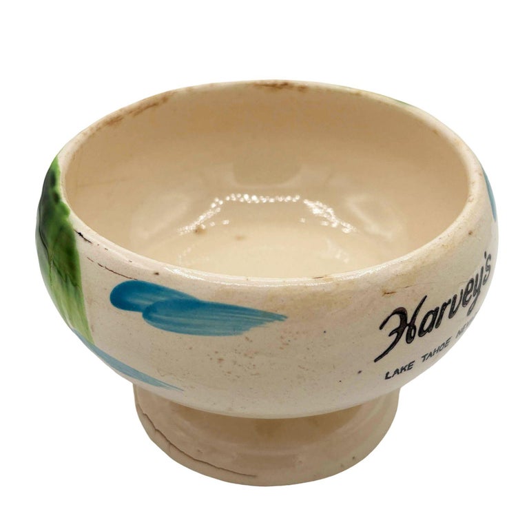 Midp-century Hand Painted Harveys Casino Lake Tahoe Hula Scorpion Tiki Mug Bowl