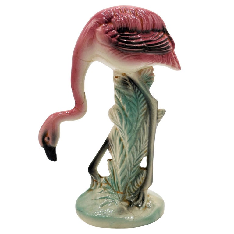 Mid-century California Pottery Ceramic Searching Pink Flamingo Figurine
