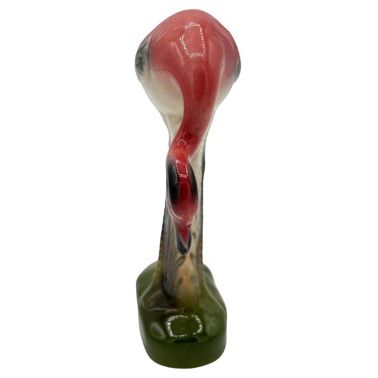 Mid-century California Pottery Ceramic On The Prowl Pink Flamingo Figurine
