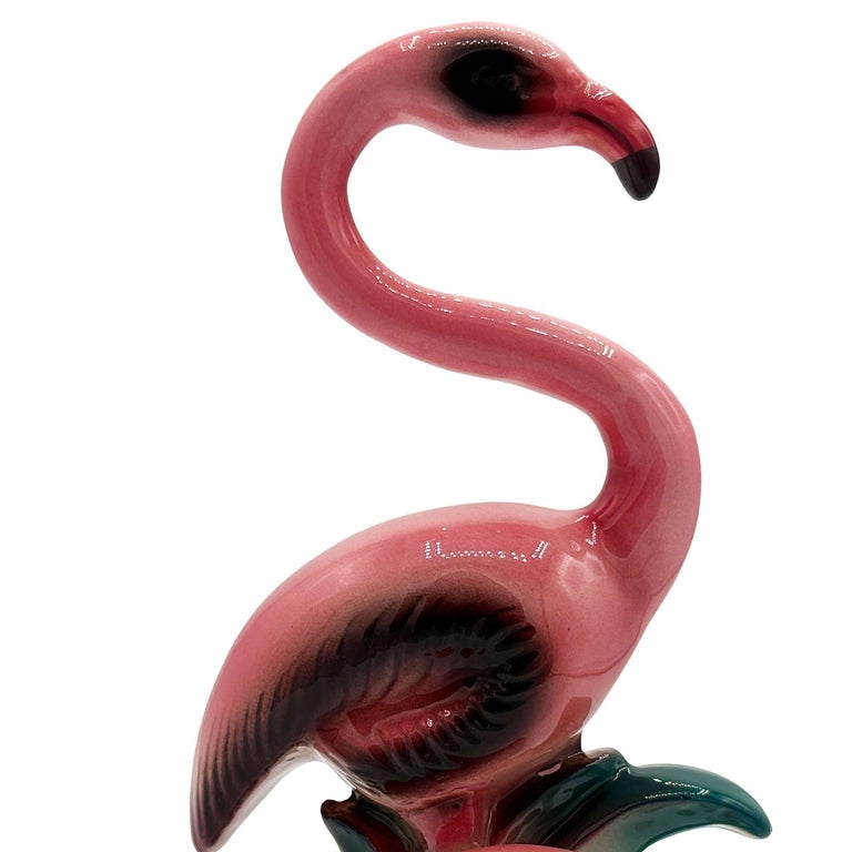 Mid-Century California Mother & Child Pink Flamingo Ceramic Tabletop Statue