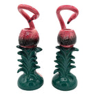 1986 Tropical Pink Flamingo Ceramic Candle Holder Pair by Five & Dime