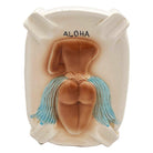 1950 Double Sided Ashtray Hawaiian "Turn Me Over" Cheeky Hula Girl Ashtray