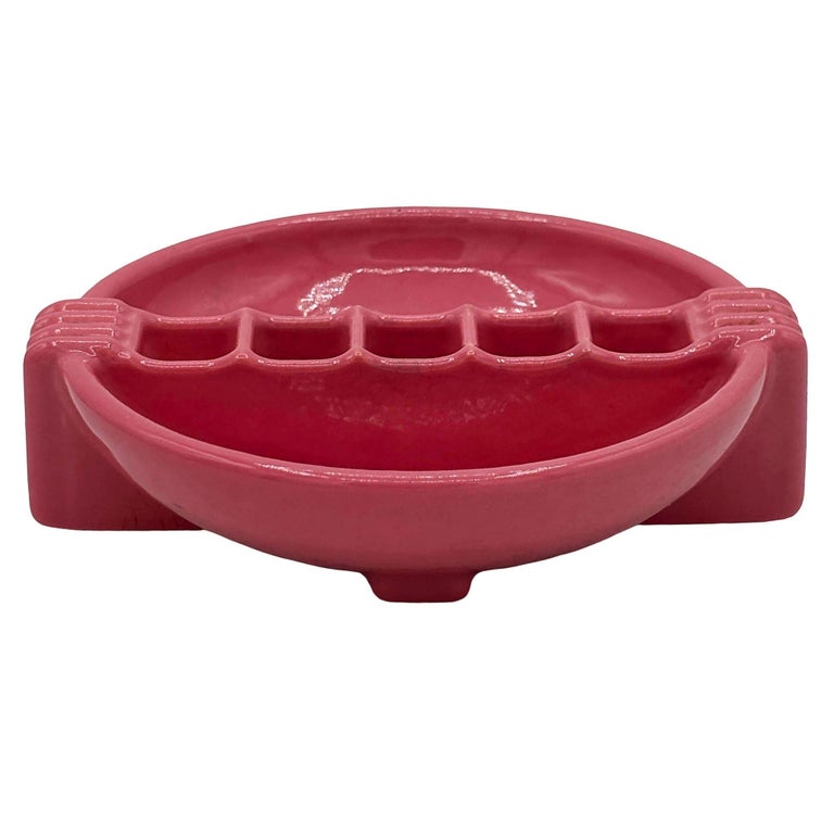 Streamline Art Deco Snuf A Rette Pink Ashtray by National Porcelain Co