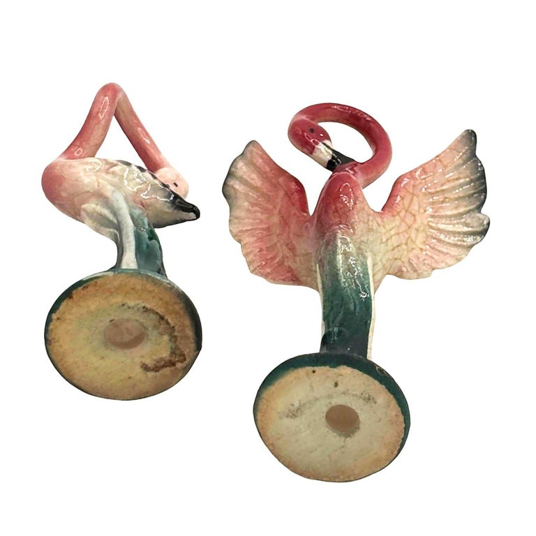Mid-century California Pottery Ceramic Miniature Pink Flamingo Tabletop Statue