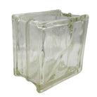 1970 Brutalist Postmodern Glass Block Table Vase w/ Acid Etched Hibiscus