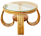 Restored Rattan Three-Strand Loop Leg Coffee Table