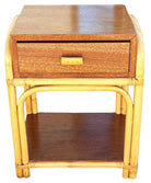 Restored Rare Modernist Mahogany Nightstand w/ Arched Rattan Sides