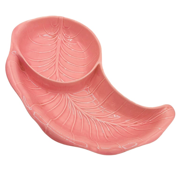 MCM California Pottery Chips & Dip Tray Pink Banana Leaf by Valley Vista