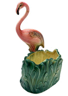 Mid-Century Tropical Pink Flamingo Ceramic Tabletop Planter by Napco