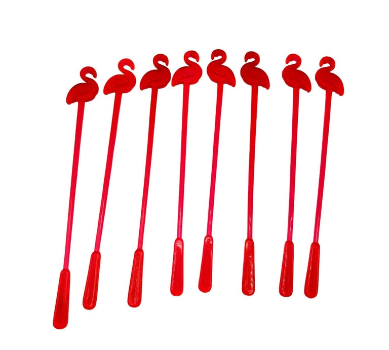 21 Piece Mid-Century Tropical Hula Girl & Flamingo Cocktail Swizzle Sticks