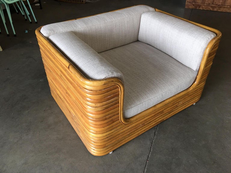 Restored Rare Full Stacked Rattan Lowboy Lounge Chair