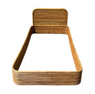 Restored Paul Frankl Style Stacked Rattan Bed Single Size Bed Frame, Kane Kraft