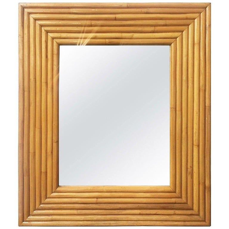 Restored 1948 Seven-Strand Rattan Mirror by Tropical Sun Rattan Co, 3 Available
