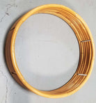Restored Rattan Mid-Century Circular Rattan Wall Shelf W/ Glass Shelves