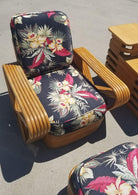 Restored Rattan 6 Strand Square Pretzel Lounge Chair Livingroom Set