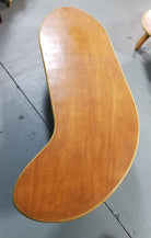 Restored Rattan & Mahogany Asymmetric "J" Coffee Table