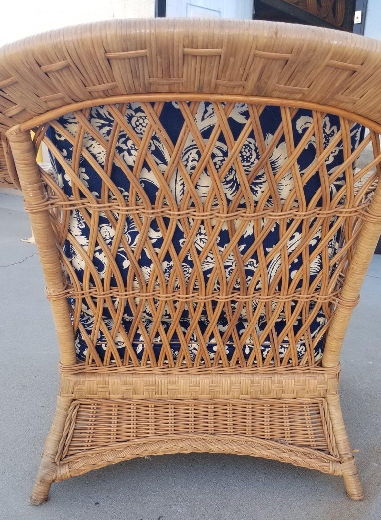 Restored Mid-century Rattan and Wicker Cobra Back Lounge Chair