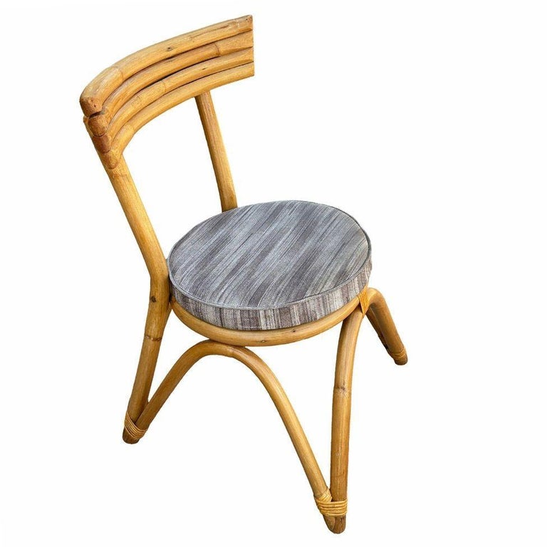 Restored Arched "Zig -Zag" Leg Rattan Dining Chair, Set of Four