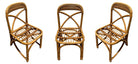Restored Mid-century Rattan Dining Side Chairs with "X" Back
