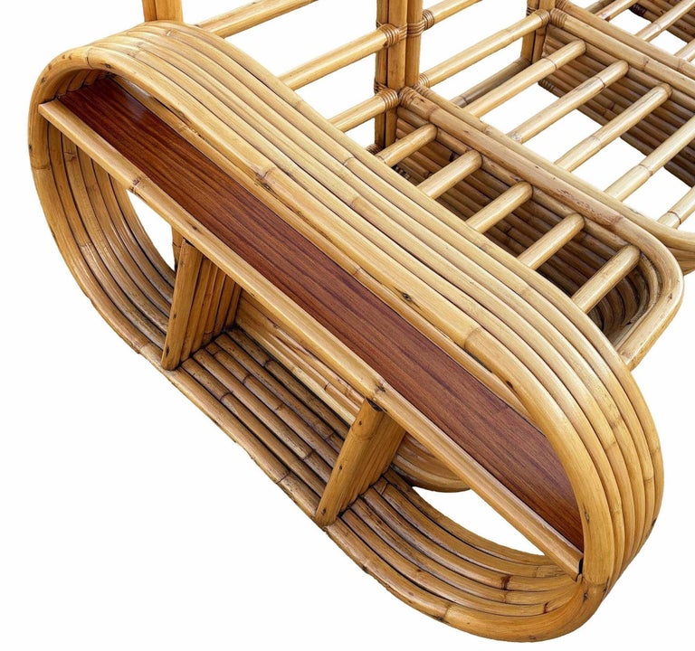 Restored Rattan Six-Strand Shelf Arms Sofa and Chair Set