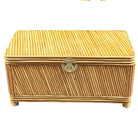 Restored Mid-century Split Reed Rattan & Pine Trunk w/ Brass Paktong Latch