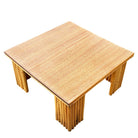 Restored Rattan & Koa Wood Square Coffee Table w/ Stacked Rattan Legs