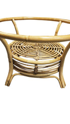 Restored Round Two-Tier Rattan Spiral Coffee Table w/ Glass Top