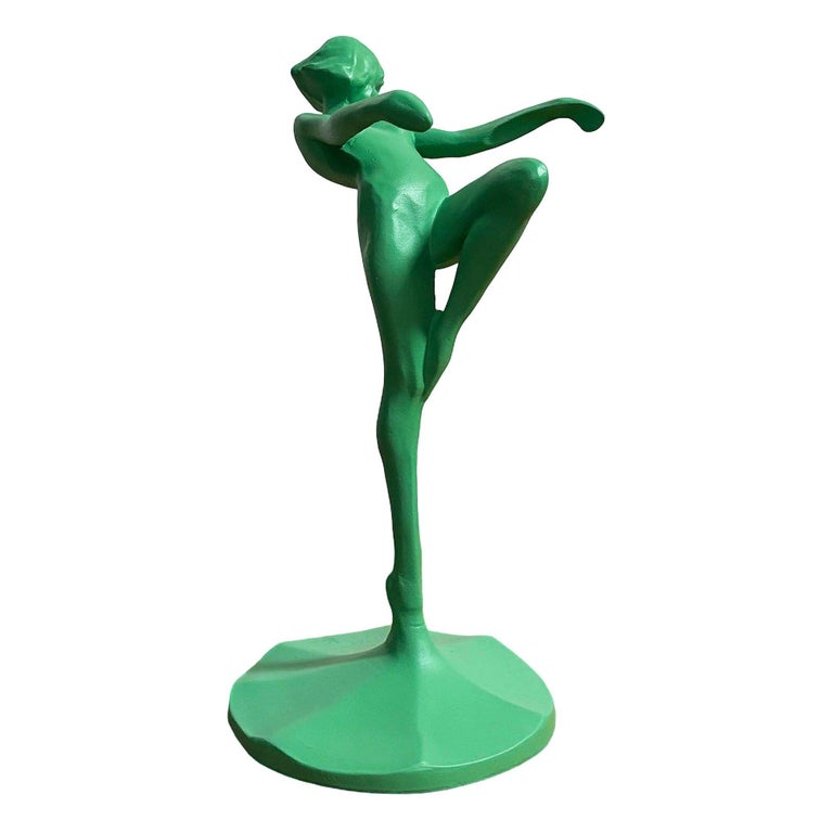 1922 Model T-301 Nude Art Deco Dancing Nymph Green Ashtray Stand by Frankart