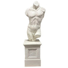 7' Tall Renaissance Style Male Bust Faux Marble Sculpture on Pedestal