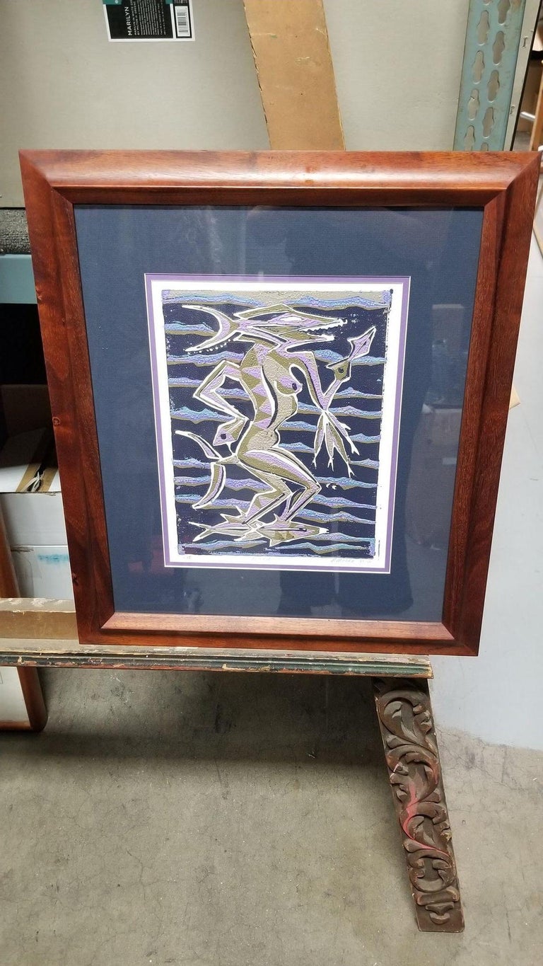 Block Print "Amakua" on Paper by Dale Moore Edition #2/15