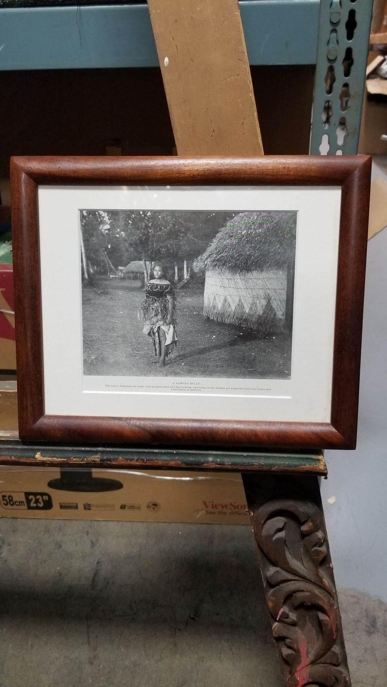 Victorian Pacific Island Beauty "A Samoan Belle" Lithograph in Koa Frame