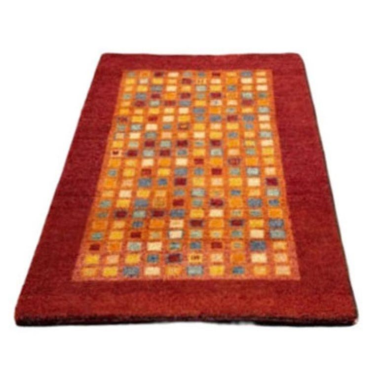 Mid Century Gabbeh Inspired Wool Area Rug