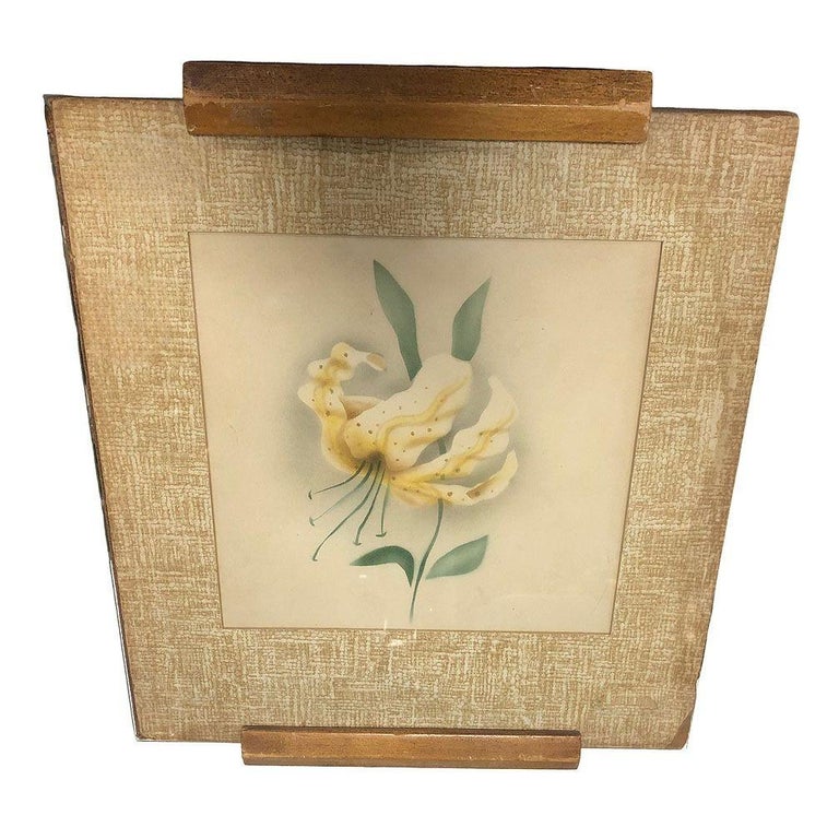 Pos war Hawaiian Airbrush Casablanca Lily on Paper Framed