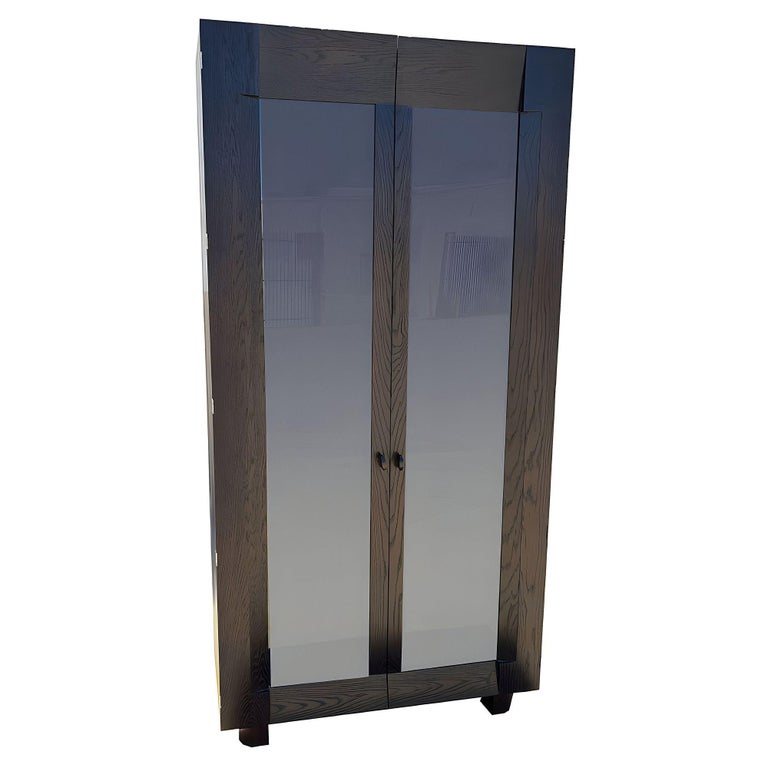 7' Foot Tall Dakota Jackson "Ocean" Espresso Oak Bookcase Display Cabinet