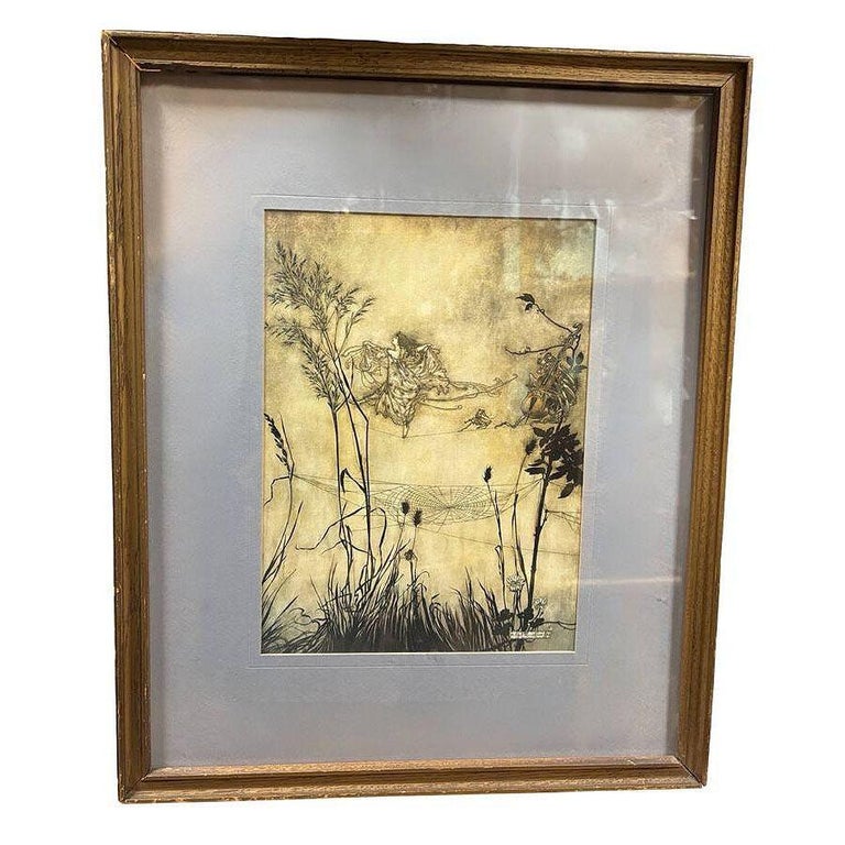 Peter Pan Fairies are Exquisite Dancers Lithograph Print Arthur Rackham Framed
