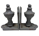 Grey Colonial Style Cast Iron Enamel Grey Finial Bookend, Pair