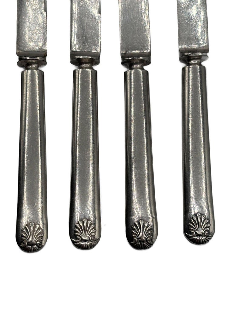 Late Victorian Rodgers Meriden Conn Shell Design Dessert Luncheon Knife Set of 4