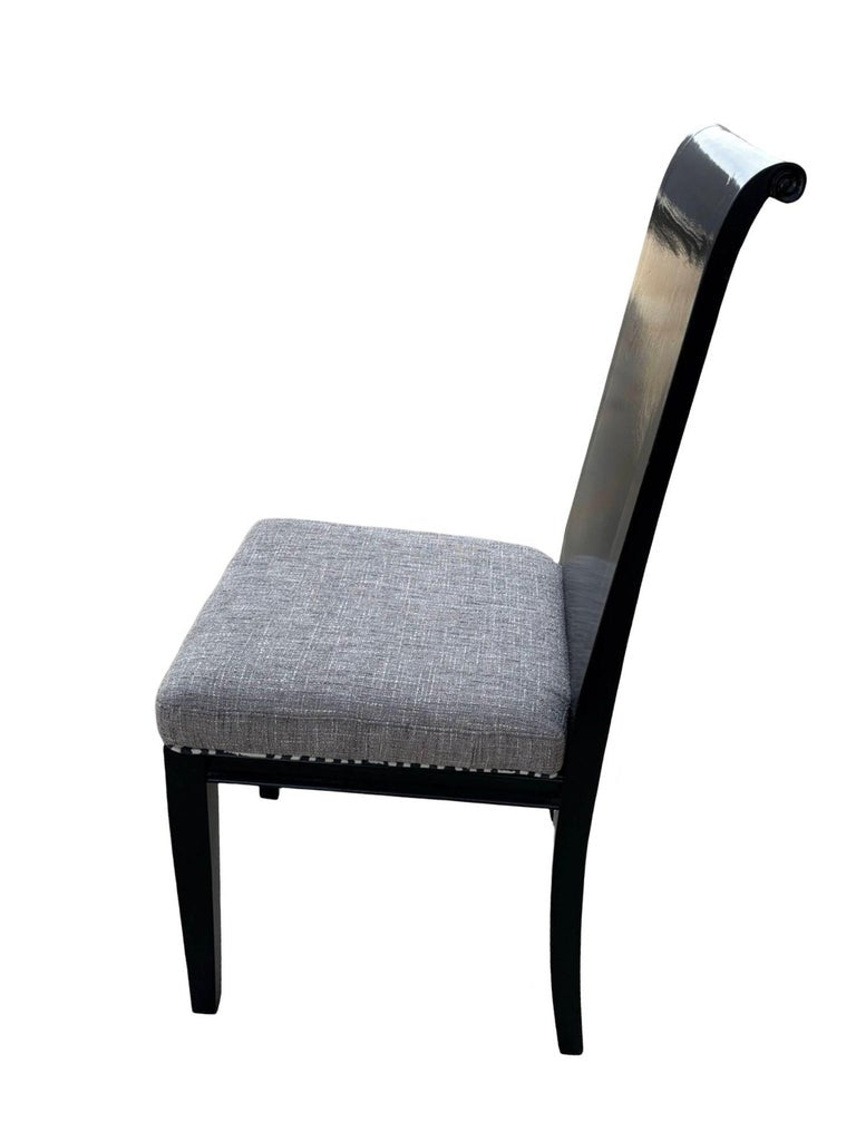 Set of Six Scrolling Back Wooden Oak Dining Chairs by Four Hands