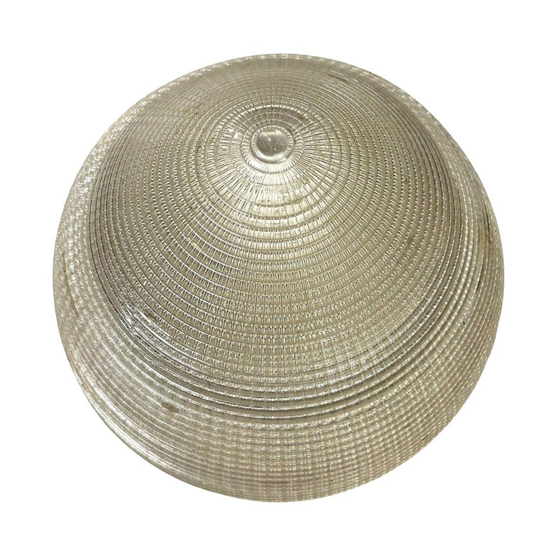 Mid-century Holophane Ceiling Light Teardrop Globe with Brass Fitter