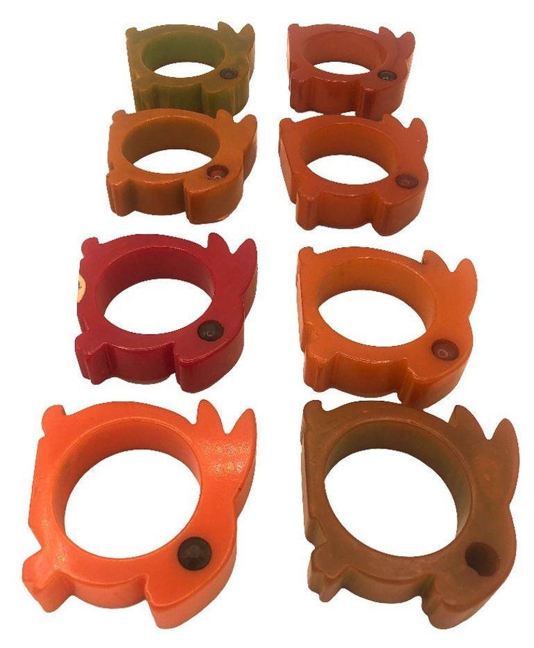 Art Deco 1930's Butterscotch Bakelite Rabbit Napkin Holders Set of 8