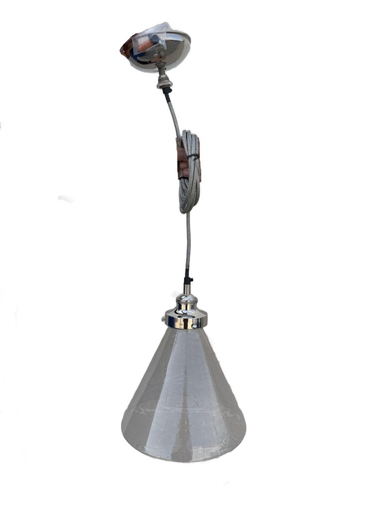 Industrial Aluminum Brushed Clear Glass Ceiling Pendant Light
