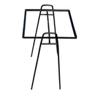 Mid-century Geometric Black Iron Patio/Outdoor Side Drinks Table w/ Glass Top