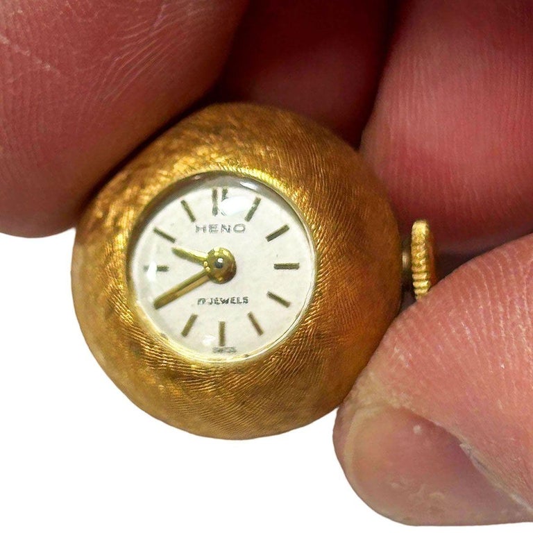 Mid-century"Boule de Genève" 18mm Swiss Orb Watch Necklace Pendant by Heno