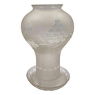Victorian Frosted Wheel Cut Glass Oil Lamp Fluted Hurricane Shade