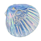 Large 8" Mid-century Rainbow Iridescent Ceramic Clam Shell Tropical Ashtray