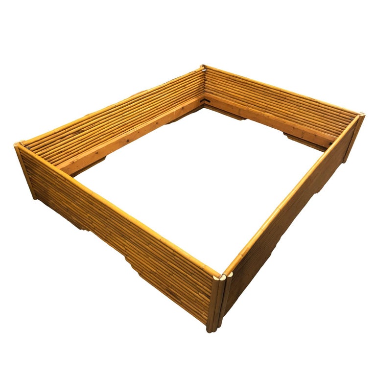 Restored Mid-Century Stacked Rattan Bed Full Sized Bed Frame