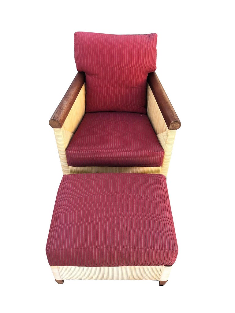Donghia Rattan Lounge Chair & Ottoman by John Hutton, The Merbau Collection
