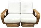 Restored Frankl Style Rattan 5-Strand Square Pretzel Setional Settee Sofa