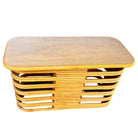 Restored Mid-century Mid-Century Stacked Rattan Side Drinks Table W/ Mahogany